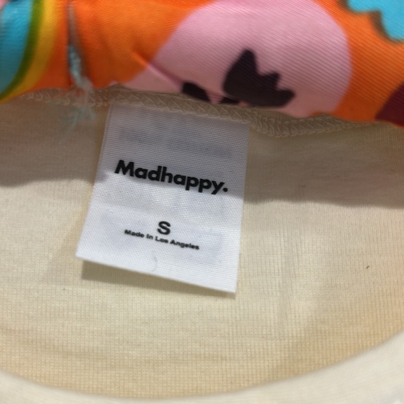 MADHAPPY Cream baby tee short sleeve women’s T-Shirt small new without tags - Picture 2 of 5